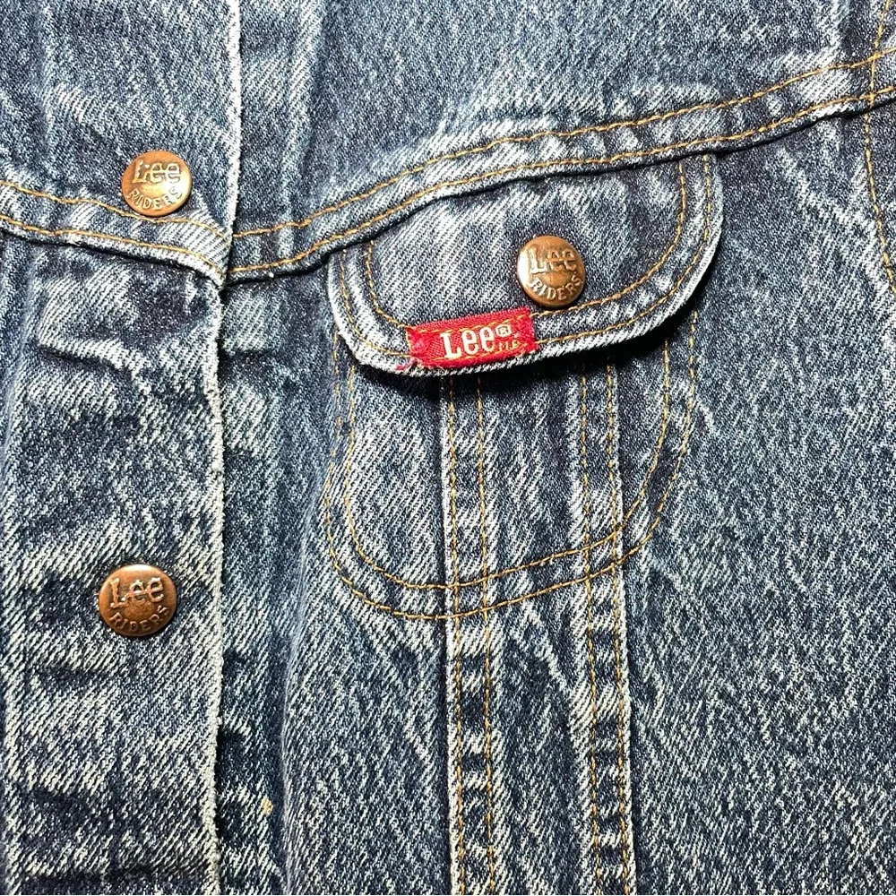 Vintage Lee Boys Girls Blue Denim Trucker‎ Jean Jacket Acid Wash Size 6